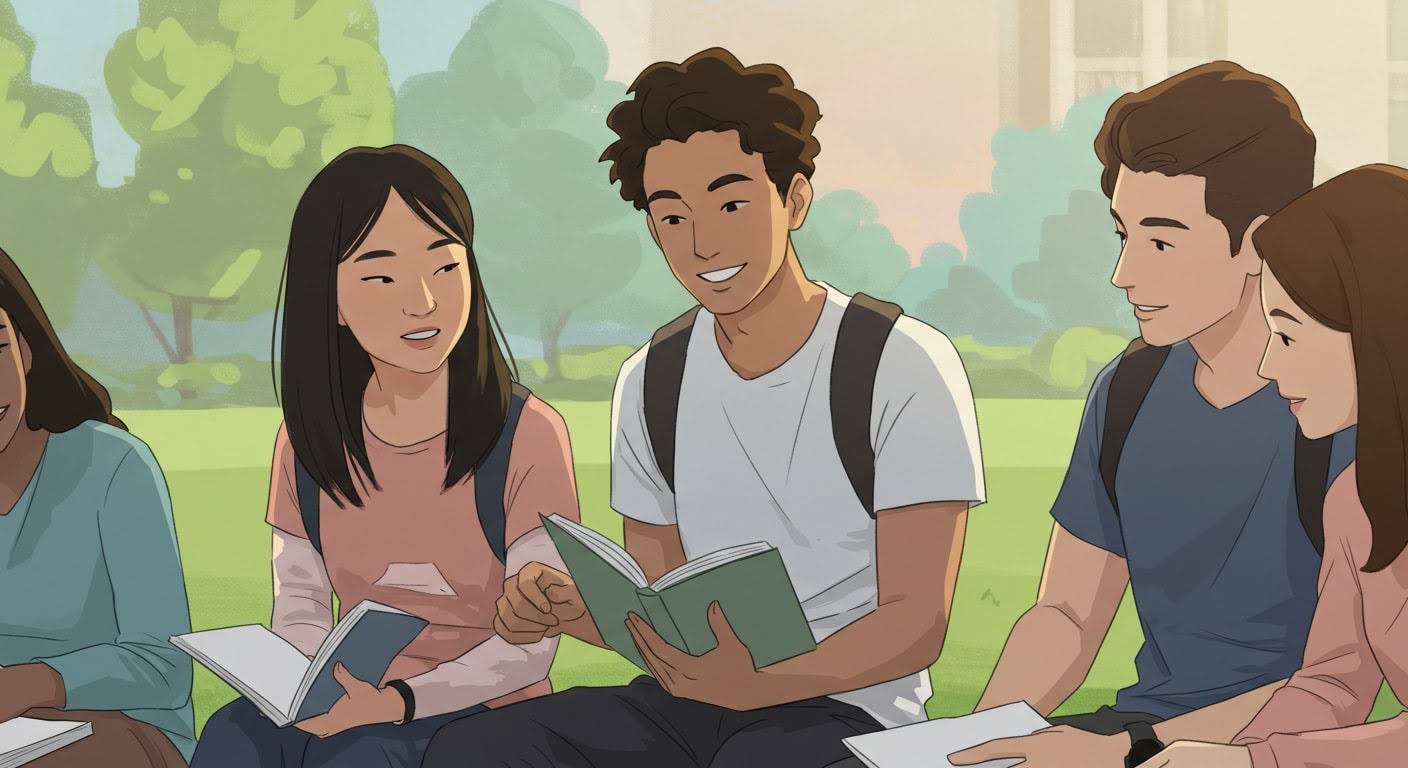 students talking
